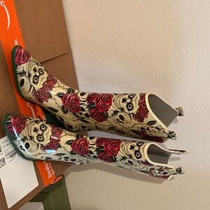 Nomad Red Rose Skull Women's Boots